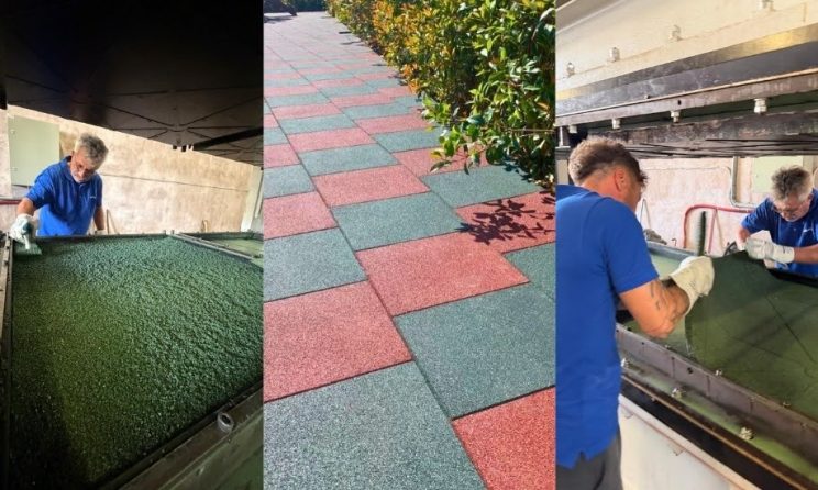 Producția și montajul dalelor din cauciuc pentru locuri de joacă